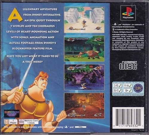 Disneys Action Game Featuring Hercules - PS1 (B Grade) (Genbrug)